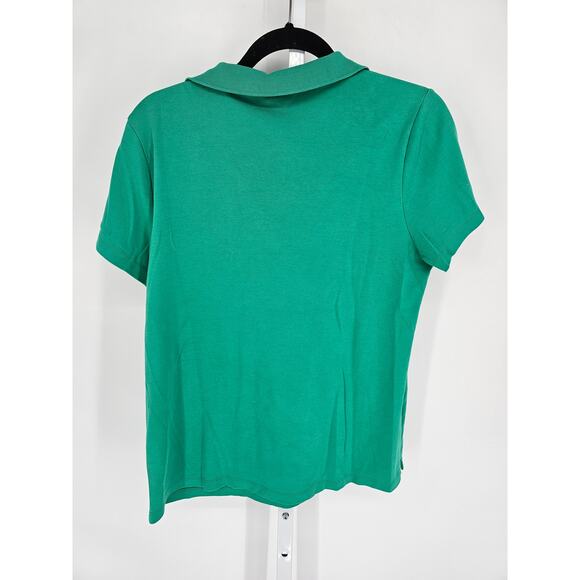 Lands End Womens Sz L (14/16) Short Sleeve Polo Shirt Solid Green - Picture 4 of 4